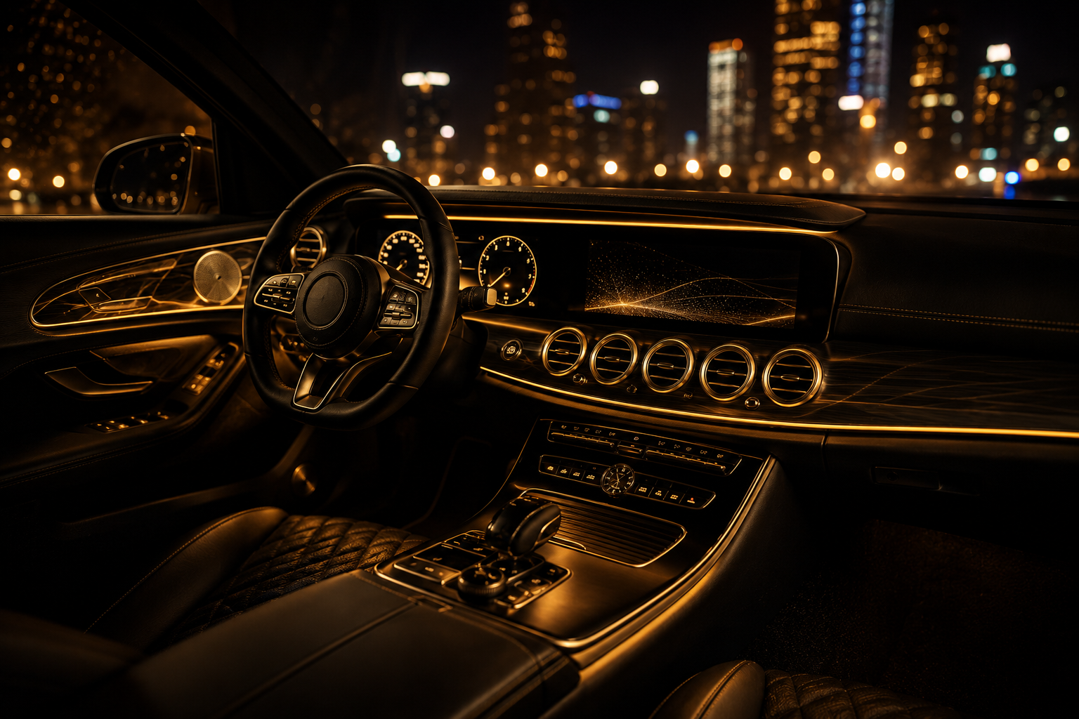 Fumé Doré luxury car interior at night